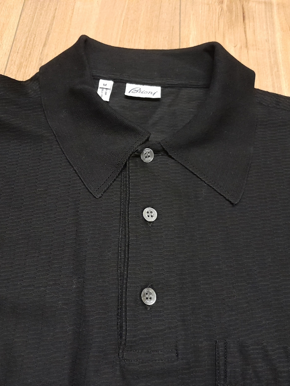 BRIONI Black Cotton Pocket Polo Shirt Men's Size Medium